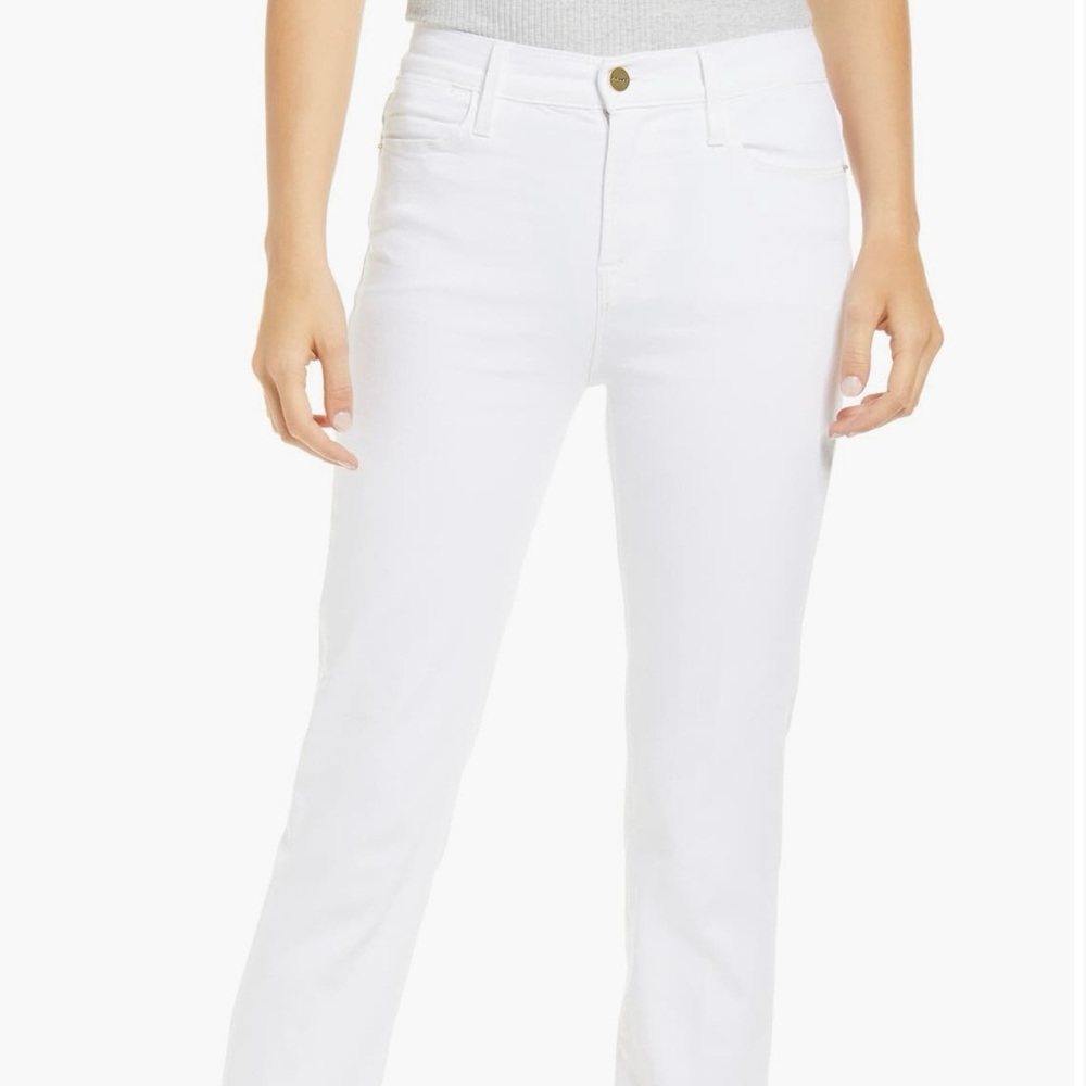Frame Le High Ankle Straight Leg Jeans in Blanc